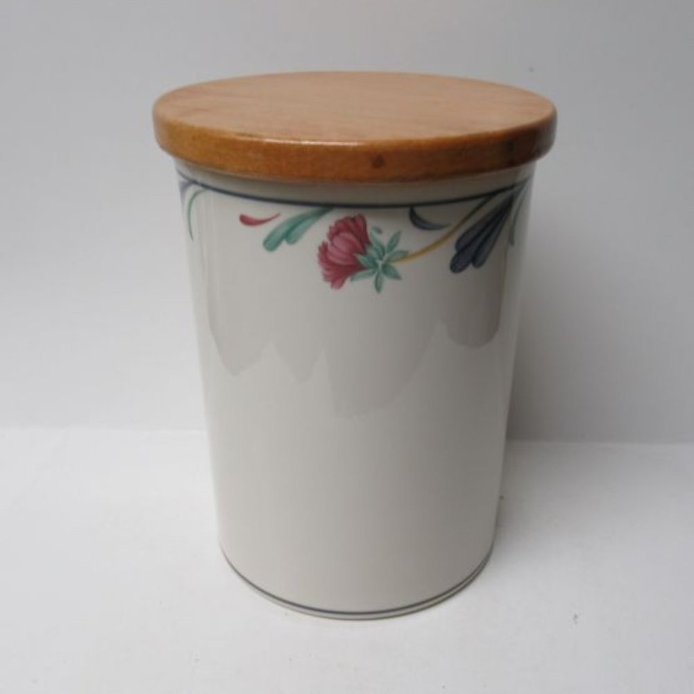 Lenox China POPPIES on BLUE 7 1/4 Inch High Canister with Original Lid
